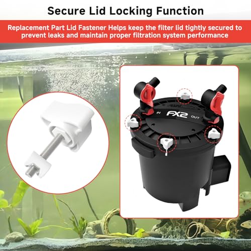 A20215 Replacement Lid Fastener Kit Compatible with Fluval FX6 FX5 FX4 FX2 Canister Filters, for Aquarium Filter Lid Lock Clips Accessories, Filter Parts with 6 Fasteners & 12 Barrel Nuts, 6 Pack