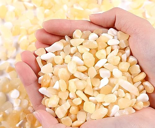 QINJIEJIE Yellow Jade Crystals Chips Natural Stone Gravel Bulk Crushed Rocks Pieces Polished Quartz Stone 0.55Lbs Decorative Fish Tank Pebbles Vase Filler Irregular Shaped Tumbled Gemstone for Home - color: Yellow Jade, size: 0.55 Pound