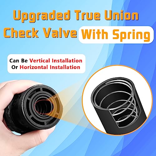 1in NPT PVC Spring Check Valve, UPVC Swing Utility Water One Way Check Valve, Sch80 Pool Ball Check Valve for Backflow Prevention - size: 1''NPT
