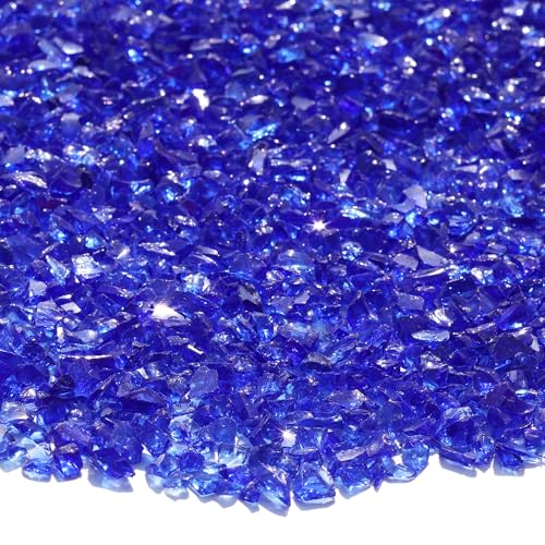 QYGL Crushed Glass - 2.1LB Cobalt Blue Broken Glass Pieces 3-6mm, for Resin Art, DIY Crafts, Home Decor, Vase Fillers, Tabletop Fire Pit, and Aquarium Rocks - color: Cobalt Blue