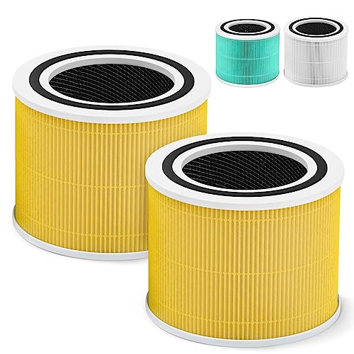 Core 300 Pet Care Replacement Filter for LEVOIT Core 300 Core300-P Core 300s VortexAir Air Purifier, 3-in-1 High efficiency Activated Carbon, Core 300-RF-PA, 2 Pack, Yellow - color: Yellow