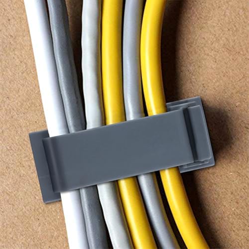 SOULWIT 50Pcs Self Adhesive Cable Management Clips, Cable Organizers Wire Clips Cord Holder for TV PC Ethernet Cable Under Desk Home Office (Grey) - color: Grey