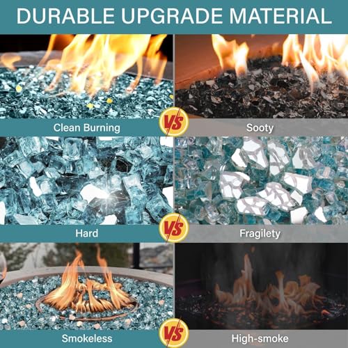 NUPICK 10 lb Reflective Fire Glass, 1/2 Inch, Fit for Fire Pit & Fireplace, Pacific Blue - color: Pacific Blue, size: 10 Pound (1/2")