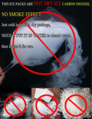 RAINBOW Dry Ice Packs for Shipping Food, Small Cold Packs for Cooler Box Bags, Leakproof Long Lasting Cold Ice Pack for Transport Frozen Food, Auto Water Absorption