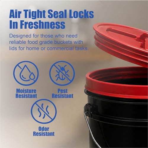 ePackageSupply 5 Gallon Bucket - Food Grade Bucket with Airtight Gamma Seal Screw-On Lid, BPA-Free, Heavy-Duty 90 Mil HDPE Plastic, Bulk Storage, Durable Container, Made in USA, Black/Red, 3 Packs - color: Black/Red, size: 3 Packs