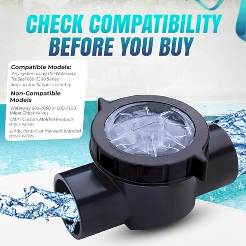 Replacement 600-7300 Check Valve Swing Valve and Lid Kit Compatible with Waterway 600-7300B TruSeal Swing Check Valve Assembly O-Ring | Heavy-Duty Spa and Pool Plumbing, 2 Pack