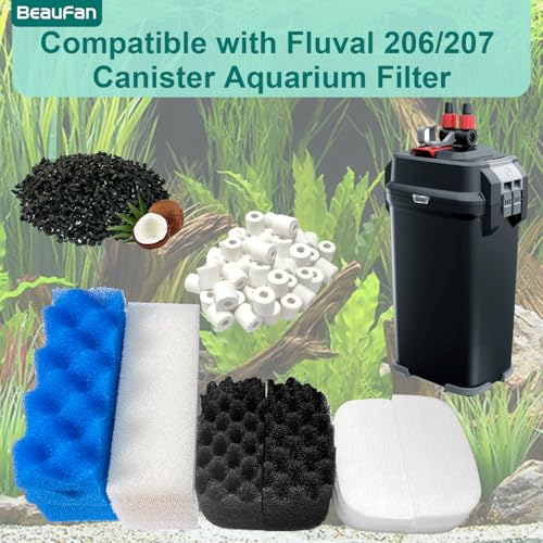24 Pack Aquarium Media Kit Replacement for Fluval 206/207 Canister Filters, Replacement Bio Foam Filters, Activated Carbon & Ceramic Rings (2 Sets Maintenance Bundle) - size: 206/207Series
