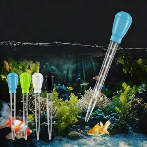 2Pcs Extra Long Turkey Baster for Aquarium, 50ml Aquarium Water Changer Siphon for Fish Tank Cleaning, Waste Remover for Aquarium, (Blue-17.7IN)