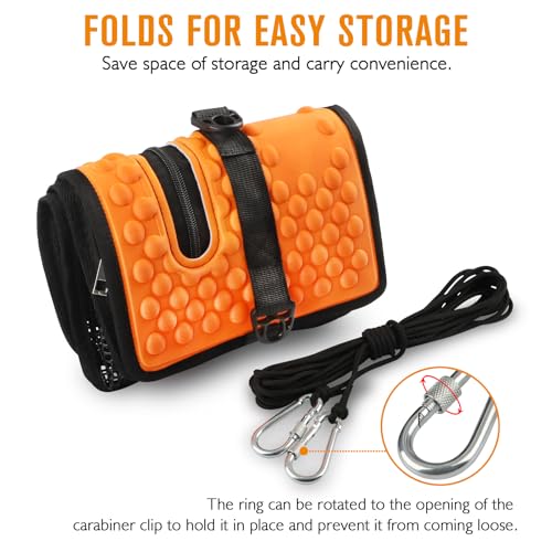 Dovesun Floating Fishing Basket, Collapsible Fish Basket Portable Fishing Net Quick-Drying Rubber Coated Fishing Bait Storage Cage 3.5-10 Gallons - color: Oragne-11*8.5*9in, size: 3.5Gallons