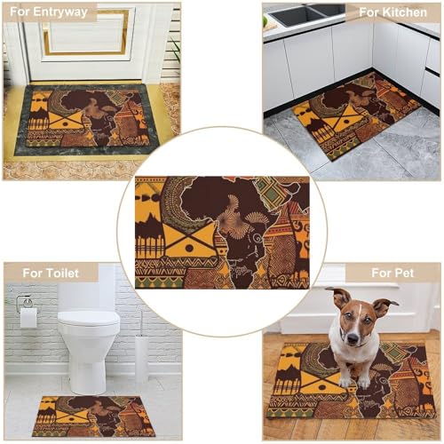Outdoor Door Mat 15.7" X 23.6" Non-Slip Doormat African Map Ethnic Pattern Front Door Mats Quick Dry Welcome Mats for Outdoor Indoor Entrance Mat Home Decor Floor Mats for Patio - color: African Map Ethnic Pattern