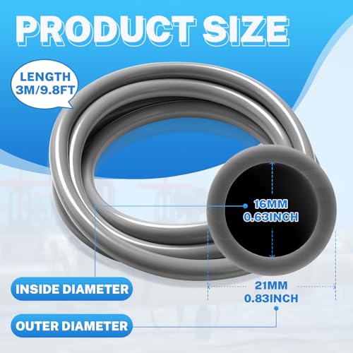 Nuanchu 16/21mm 5/8" ID Aquarium Tubing 3 Meter/10 ft Flexible PVC Tubing Gray Plastic Aquarium Hose Fish Tank Air Hose for Aquatic Canister Filter System, Garden, Pond, Terrarium, Water Cooling - size: 16/21mm