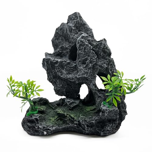 J-star Large Aquarium Rock Mountain Decor – Realistic Resin Landscape Ornament for Fish Tanks – Enhances Underwater Scenery, Easy to Clean, Safe for Fish - size: Large-1