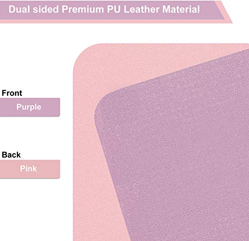 SUJAYU Dual Sided PU Leather Desk Pad, Mouse Pad, Office Desk Mat, Non-Slip Laptop Desk Pad, Waterproof Desk Writing Pad for Office and Home (31.5" x 15.7", Pink+Purple) - color: Pink+purple, size: 15.7" x 31.5"