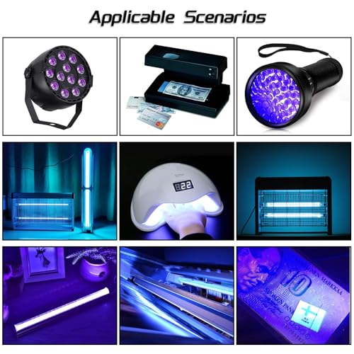 5Pcs 3W UV Flexible Blacklight Fixtures 3535 SMD High Power LED Chip with Aluminum Plate 20mm Star PCB Base Heat Sink Led Chip Replacement(120deg,Ultraviolet 380nm-385nm,DC 3.4-3.6V,700mA) - color: Purple380-385nm