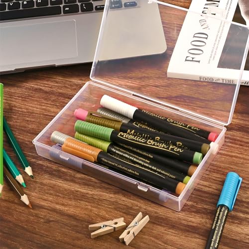 24 Pack Mixed Sizes Rectangular Mini Plastic Containers Clear Plastic Storage Boxes with Hinged Lids and Labels Empty Beads Organizers for Small Items Art Craft Jewelry Projects - size: 4 Size 24 Pcs