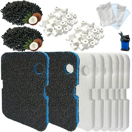 16 Pack Aquarium Filter Media Set Replacement for Penn-Plax Cascade 700 & 1000 Canister Aquarium Filters, Includes Bio Sponge Filters, White Floss Pads, Activated Carbons, Ceramic Rings & Mesh Bags - size: 700 & 1000 Series Media Set