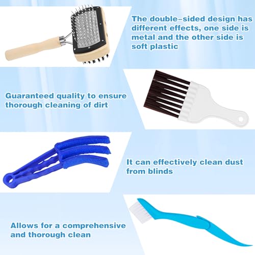 4Pcs Air Conditioner Ac Cleaning Kit, Useful Double-Sided Coil Cleaning Brush, Plastic Coil Brush Blinds Brush 2 in 1 Groove Cleaning Brush, Good Cleaning Effect for Air Conditioners, Refrigerators - color: 4pcs
