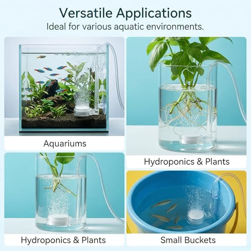 0.9 Inch Aquarium Air Stone Fish Tank Nano Bubble Stone Kit with Control Valve Ultra-High Dissolved Oxygen Diffuser for Aquarium Fish Tank and Small Bucket(Pump and Tubing Not Included)