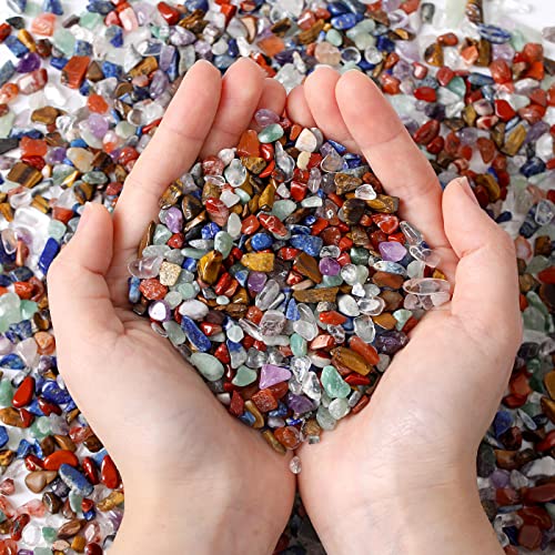 MAIBAOTA Natural 7 Chakra Crystal Quartz Rocks Chips Vase Filler Rocks for Succulent Plant Small Fish Tank Aquarium Gravel Decorative Pebbles Stones(200 gram) - color: Multicolor-7 Chakra, size: 0.45 Pound