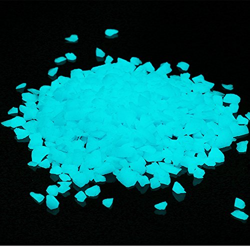 Shiny Stone Glow in The Dark Aquarium Neon Gravel Sand, Decorative Rocks for Fish Tank and Fairy Garden, Home Dec,305g/0.67lbs (5-8mm, Blue) - color: Blue, size: 5-8mm
