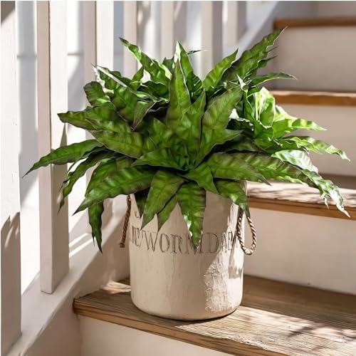 4 Pcs Artificial Greenery Stems Fake Bird Nest Fern Faux Branches Artificial Plants Realistic Fake Dracaena Realistic Plants for Indoor Outdoor Porch Patio Home Office Living Room Decor (Brown Green) - color: Brown Green