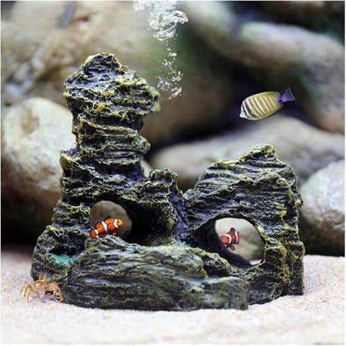 Fish Aquarium Decor - Small Fish Tank Rockery Decorations for Betta Cichlids Hideaway Cave - color: Mountain 1