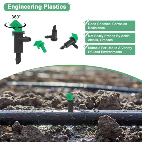 M METERXITY 60-Pack Flag Irrigation Dripper Emitter, 16L/H 4 GPH Plastic Drip Irrigation Connect for Garden/Trees/Herbs/Aquarium, Irrigation System Parts Tool [Black]