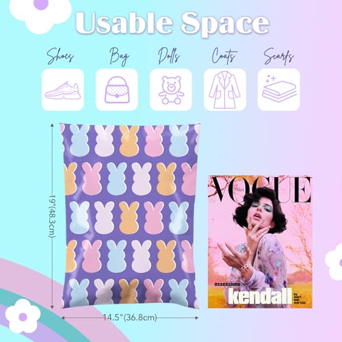 Metronic Poly Mailers 14.5x19 Inch 50pc, Easter Rabbit Bags for Shipping, Self-Adhesive Shipping Envelopes for Small Business, Waterproof Mailers Poly Bags for Shipping, Packaging Mailing Bags Bunnies - color: Bunnies, size: 14.5x19 50pc