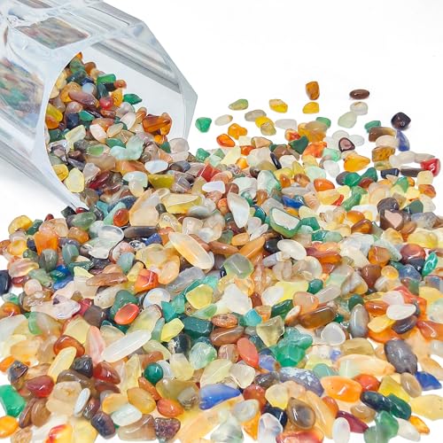 Kaiyuan Dynasty 460g Natural Colorful Agate Gravel, Crushed Crystal Rocks for Aquarium, Fish Tank Decor, Vase Fillers & Succulent Plants Bonsai Irregular Pebbles - color: Coloful, size: 1LB