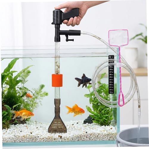 Aquarium Gravel Cleaner, Manual Air-Press Fish Tank Vacuum with Extension Tubes & Clamp, Multifunctional Siphon Cleaner for Sand Washing, Debris Removal