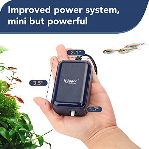 hygger Aquarium Air Pump,Adjustable Oxygen Pump，Silent Powerful Aerator Pump 2W/3W/4.5W/6W/ 1/2 Air Outlets Ultra for Up to 100 Gallon Tank - color: 2wSingle