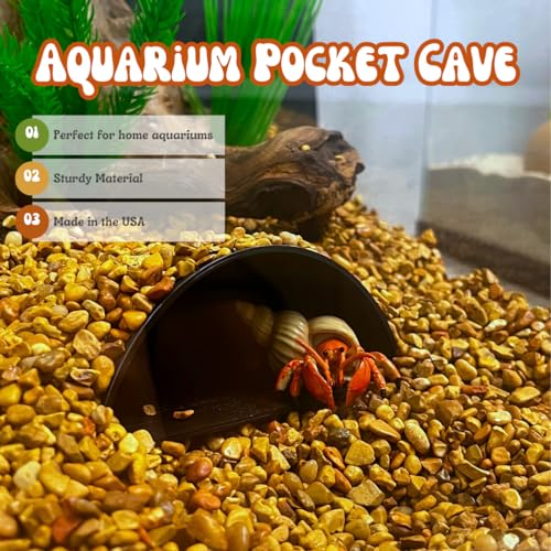 REEFSHAPE Aquarium or Terrarium Pocket Cave | Minimalist Shelter Cave for Fish, Shrimp, Reptiles, Amphibians, & More! | Made in USA (Pocket Cave, Black)