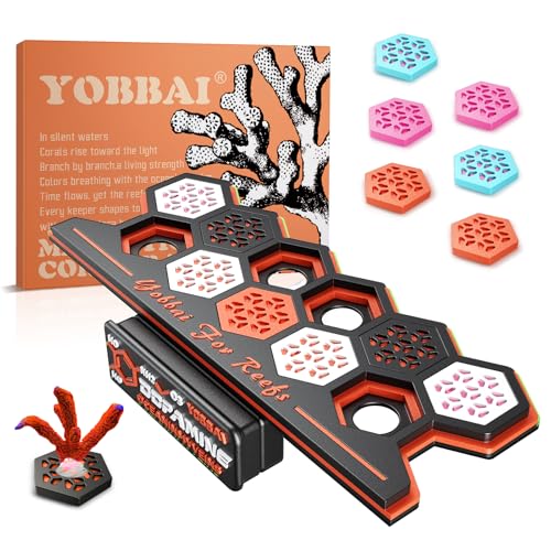 YOBBAI Magnetic Coral Frag Rack for Reef Tank, Saltwater Aquarium Frag Holder with 11 Slots & 13 Frag Plugs, Strong Magnet Glass Mount (Up to ~2cm), Multi-Use Aquarium & Hydroponic Plant / Reptile Display Stand - color: Neon Orange-Black