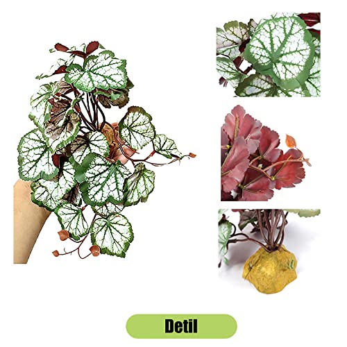 Woyrise Reptile Artificial Plants for Terrarium Decor, Amphibian Habitat Hideout Bearded Dragon Tank Decorations fit Crested Gecko Leopard Lizard Chameleon Ball Python Snake Frog - Saxifrage