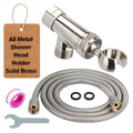 Shower Head Holder All Metal and Extra Long Stainless Steel 6 ft. Hose,Adjustable Shower Arm Bracket for Handheld ,Brass Hand held Showerhead Mount C-Style Brushed Nickel - style: C-Style Brushed