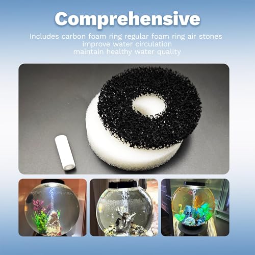 Aquarium Filter Replacement Kit 10 Foam 10 Carbon Rings with 10 Air Stones for Biorb Aquariums Compatible Media Replacement Service Accessories