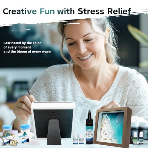 iLAND Crafts for Adults Zen Ocean Resin Art Kit, Creative Teen Crafts Resin Kit for Beginners, Crafting Hobbies for Women, DIY Sea Art Projects for Adults, Unique Beach Themed Gifts for Crafty Crafter - color: Premium White