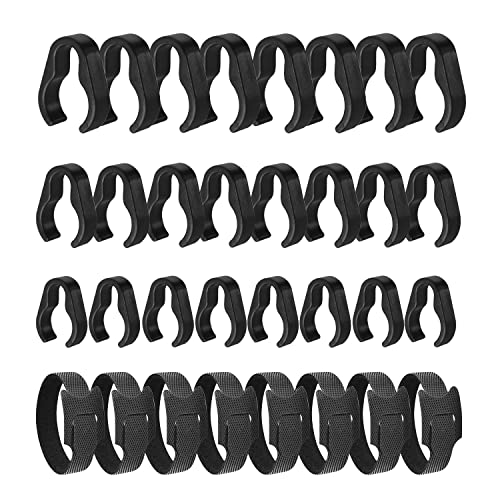 Microphone Stand Cable Clips - Boom Pole Cable Clips Clamp Plastic Mount - Multiple Sizes with Cable Ties (32 PCS)