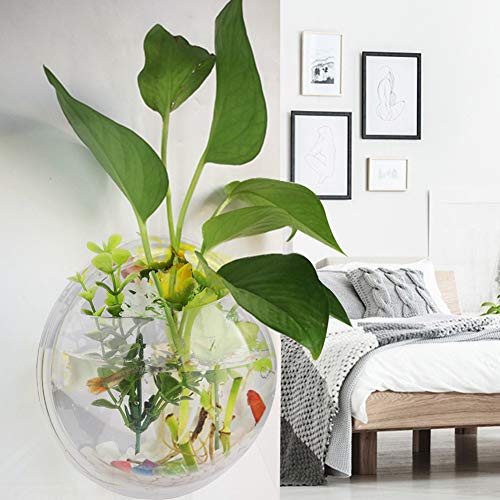 Firlar Clear Wall Hanging Plant Terrarium, 2 Pcs Acrylic Wall-Mounted Plant Pot Fish Tank Globe Flower Vase Terrarium Container Air Plant Holder Wall Hanging Bowl for Air Plants Succulents Fish