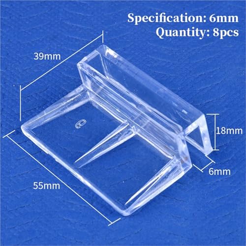 Aquarium lid Clips 16pcs 5/6/8/10/12mm Aquarium Acrylic Clips Glass Cover Support Holders Transparent Fish Tank Cover Plate Bracket Aquarium Accessories(6mm) - color: 6mm