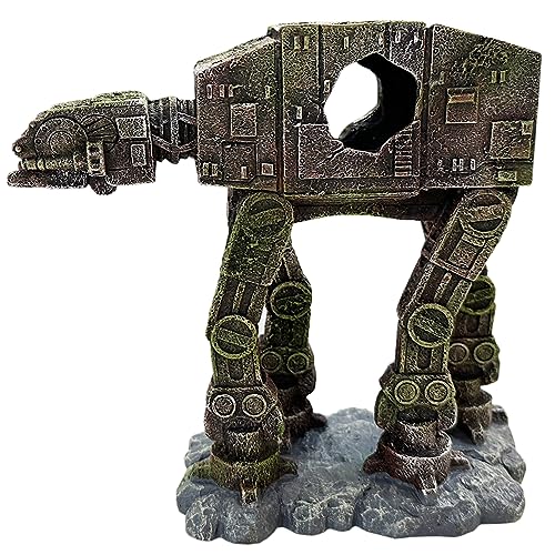 SLOCME Aquarium at-at Imperial Walker Decorations - Fish Tank Tropical Betta Fish Hideouts Cave Ornament