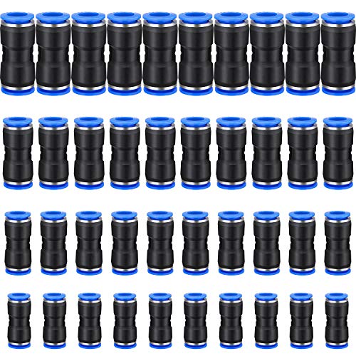 Honoson 40 Pieces Straight Push Connectors, Push To Connect Fittings Quick Release Pneumatic Connectors Air Line Fittings Connect Air Hose Fittings, 2 Way