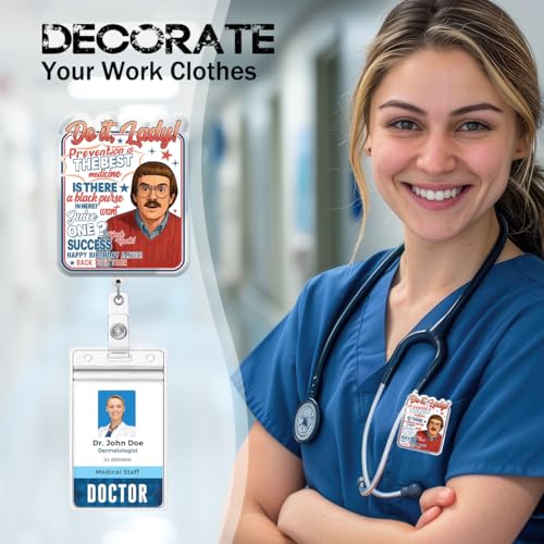 Funny Badge Reel Holder Fun Medical Assistant ID Retractable with Clip for Nursing CNA LPN RN Medical Assistant Nurse Students Accessories - color: Chit Quotes 02