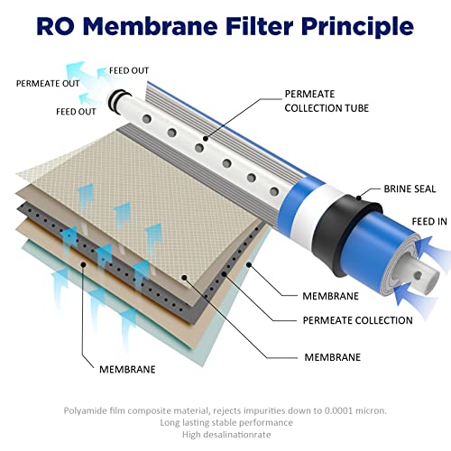 Membrane Solutions Reverse Osmosis Membrane 150 GPD 12" x 2" RO Membrane Water Filter Replacement Fits Under Sink RO Drinking Water Purifier System, 25-Pack - size: 25 Count (Pack of 1), style: 150G