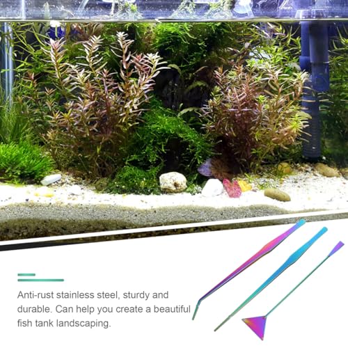 Balacoo Stainless Steel Scissor Tools Kit 3pcs Plant Tweezers Spatula for Aquarium Clean and Aquascaping