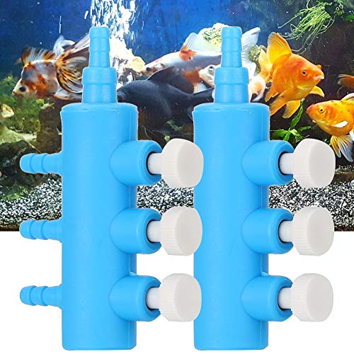 2pcs Aquarium Air Splitter, Aquarium Air Control Lever Valve Distributor Splitter Airline Tube Connector Air Pump Accessories for Fish - color: 3 Way