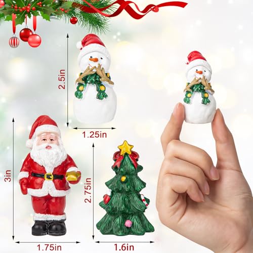 Christmas Aquarium Decorations 3PCS Resin Christmas Fish Tank Decorations Include Aquarium Christmas Tree & Snowman Christmas Figurines & Santa Claus for Christmas Fish Tank Supplies Table Decor