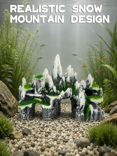 Aquarium Decor - Large Mountain Rock Cave for Fish Tank, Aquarium Hideout Ornament with Rock Texture for Betta, Guppy, Shrimp - Aquatic Hide Decoration, Fish Hiding House（White） - color: Multi-peak Rock - White