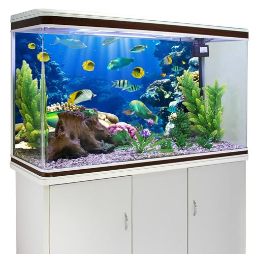 YongFoto Ocean Theme Fish Tank Background 24x16 inch Coral Seaweed Reef Rock Seafloor Tropical Fish Underwater Sea World Polyester Backdrop Reptile Habitat Terrarium Aquarium Background - color: Underwater 3, size: 24x16inches