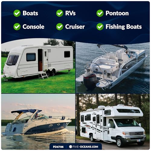Five Oceans Boat Caddy Organizer, Suction Cups Mount, White ABS - Storage with Drainage, Knife, Plier & 26 Lure Holders for Boats, Pontoons, Fishing Boats, Kayaks - FO4786 - style: With Lure Slots